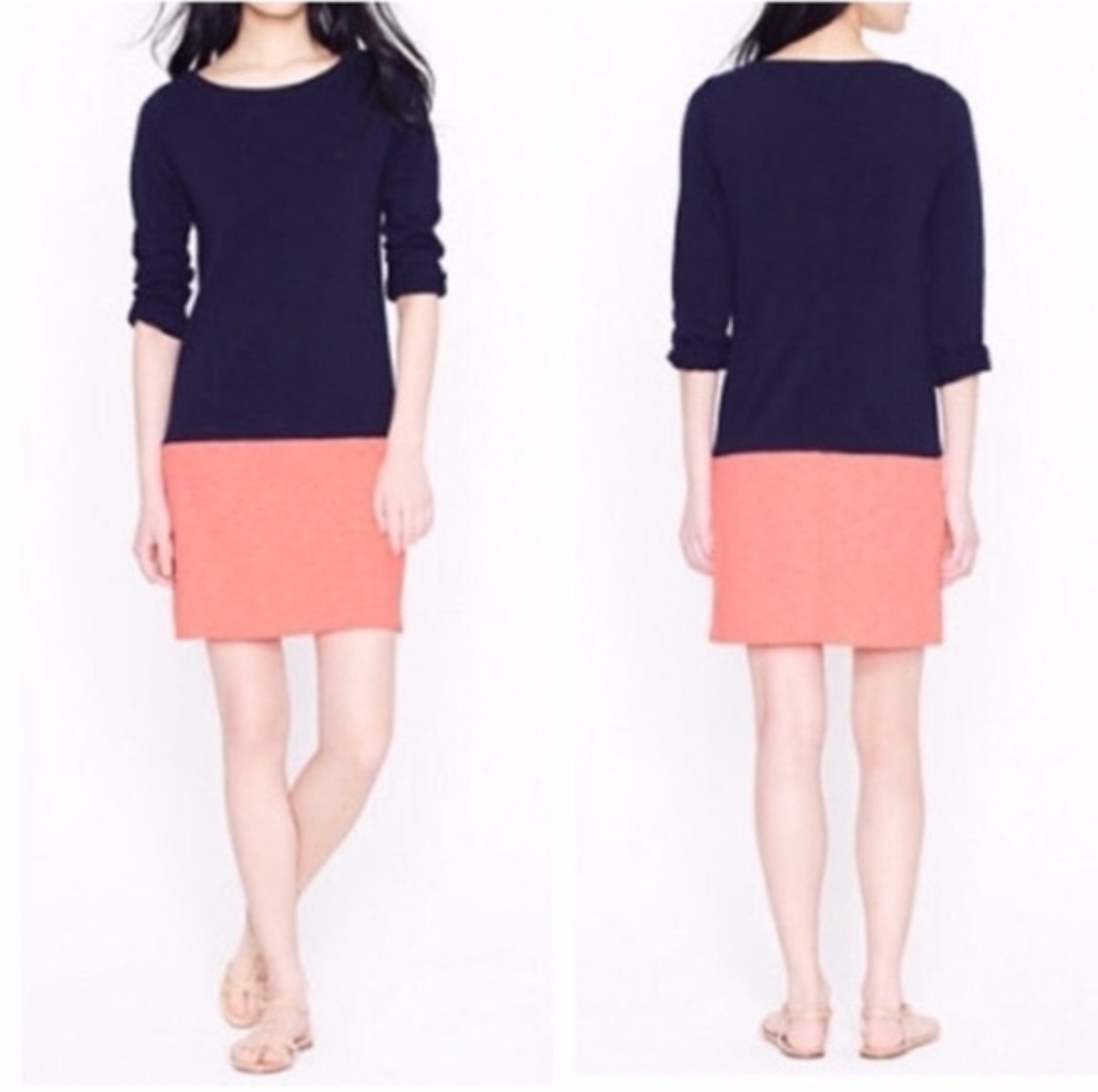 Jcrew Martinez Coral And Navy Color block Dress